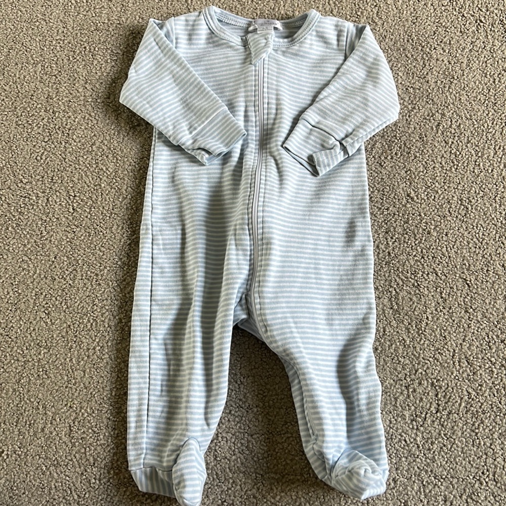 Kissy Kissy Blue Stripe Zip Footie 3-6